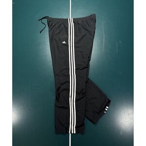 Vintage Adidas Track Pants Men's XL Black White 3 Striped Baggy Wide Leg Y2K